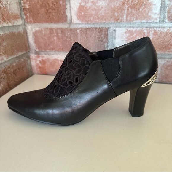Brighton Rand Booties Heels Metal Witchy Vintage Women’s 6.5 Black Dark Academia - Picture 2 of 9